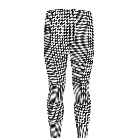 Black And White Glen Plaid Print Men's leggings