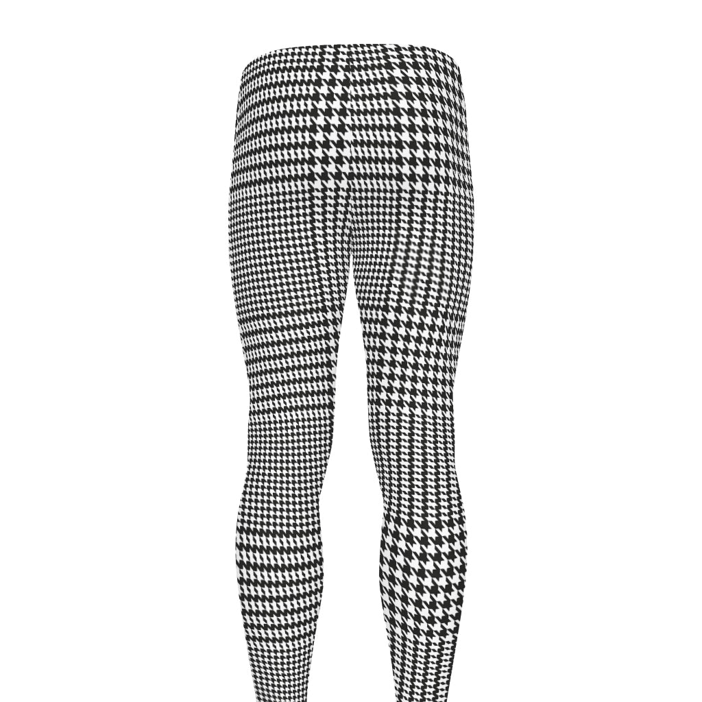 Black And White Glen Plaid Print Men's leggings