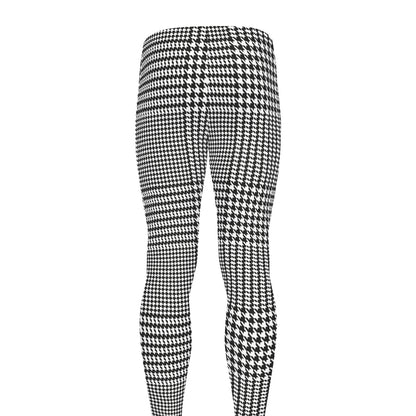 Black And White Glen Plaid Print Men's leggings