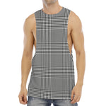 Black And White Glen Plaid Print Men's Muscle Tank Top