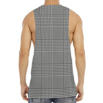 Black And White Glen Plaid Print Men's Muscle Tank Top