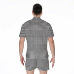 Black And White Glen Plaid Print Men's Rompers