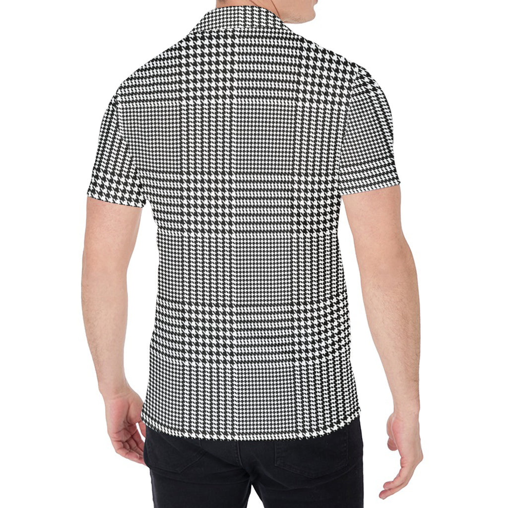 Black And White Glen Plaid Print Men's Shirt