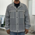 Black And White Glen Plaid Print Men's Shirt Jacket