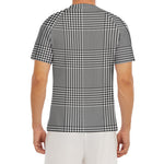 Black And White Glen Plaid Print Men's Short Sleeve Rash Guard