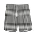 Black And White Glen Plaid Print Men's Athletic Shorts