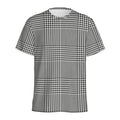 Black And White Glen Plaid Print Men's Athletic T-Shirt