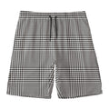 Black And White Glen Plaid Print Men's Swim Trunks