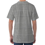 Black And White Glen Plaid Print Men's Velvet T-Shirt