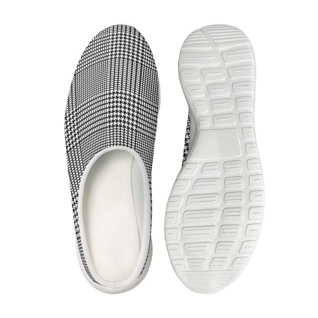 Black And White Glen Plaid Print Mesh Casual Shoes