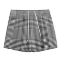 Black And White Glen Plaid Print Mesh Shorts