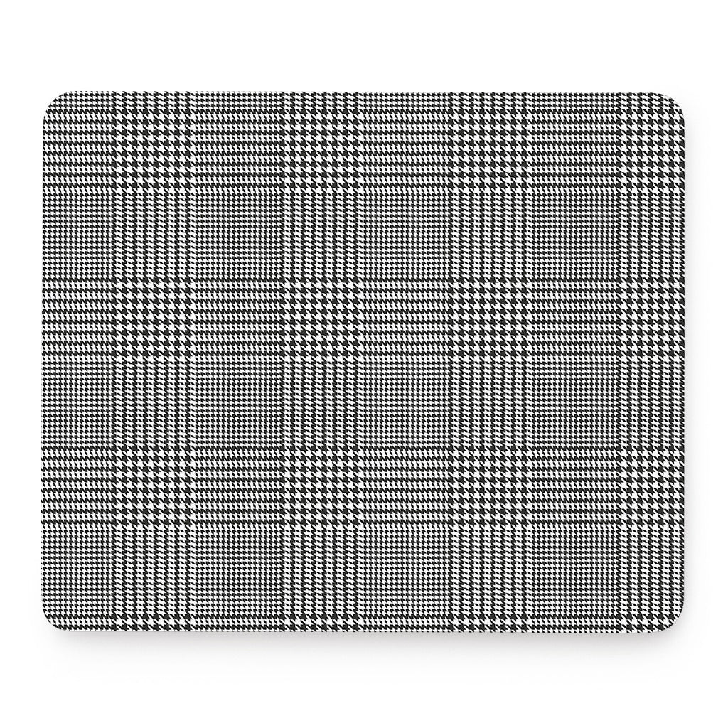 Black And White Glen Plaid Print Mouse Pad