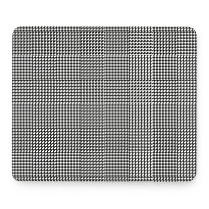 Black And White Glen Plaid Print Mouse Pad
