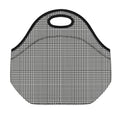 Black And White Glen Plaid Print Neoprene Lunch Bag