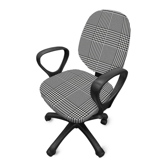 Black And White Glen Plaid Print Office Chair Cover