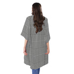 Black And White Glen Plaid Print Open Front Beach Cover Up