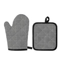 Black And White Glen Plaid Print Oven Mitt And Pot Holder Set