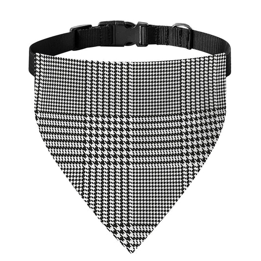 Black And White Glen Plaid Print Over The Collar Dog Bandana
