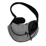 Black And White Glen Plaid Print Pet Sling Carrier