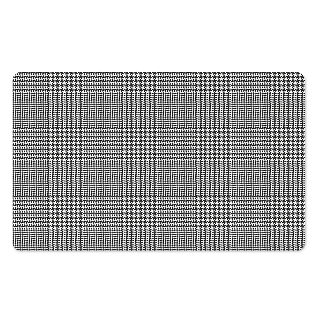 Black And White Glen Plaid Print Polyester Doormat