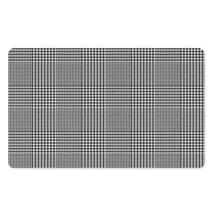 Black And White Glen Plaid Print Polyester Doormat