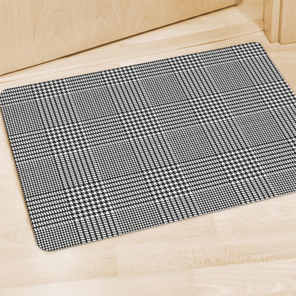 Black And White Glen Plaid Print Polyester Doormat
