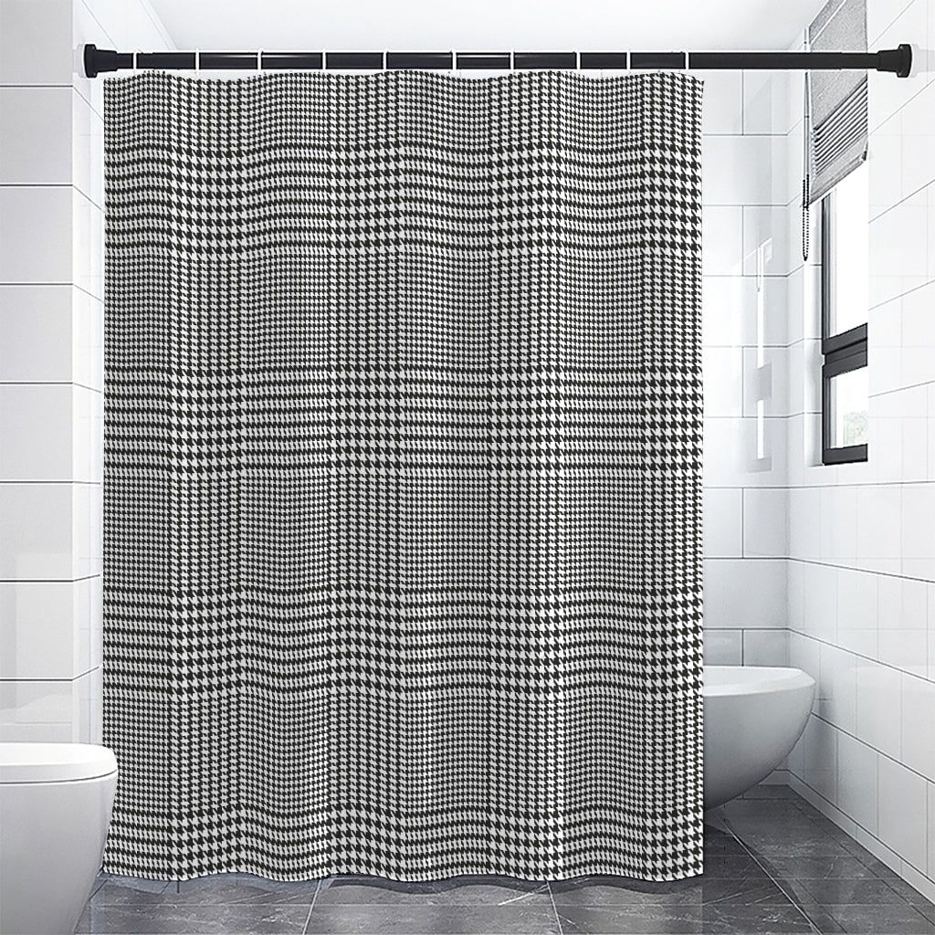Black And White Glen Plaid Print Premium Shower Curtain