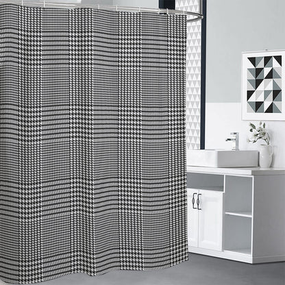 Black And White Glen Plaid Print Premium Shower Curtain