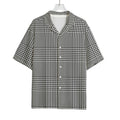 Black And White Glen Plaid Print Rayon Hawaiian Shirt