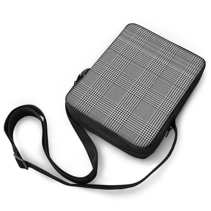 Black And White Glen Plaid Print Rectangular Crossbody Bag