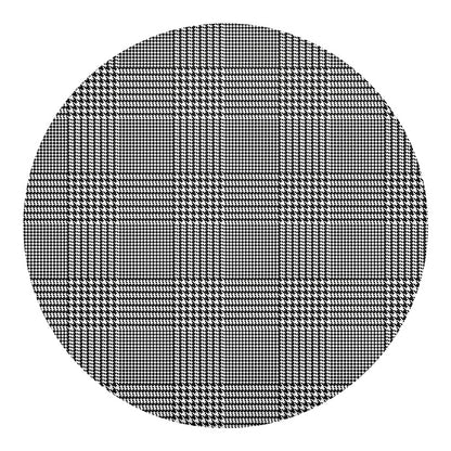 Black And White Glen Plaid Print Round Blanket