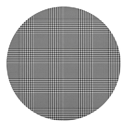 Black And White Glen Plaid Print Round Blanket
