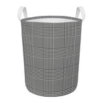 Black And White Glen Plaid Print Round Laundry Basket
