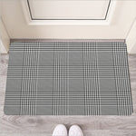 Black And White Glen Plaid Print Rubber Doormat