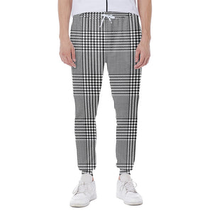 Black And White Glen Plaid Print Scuba Joggers