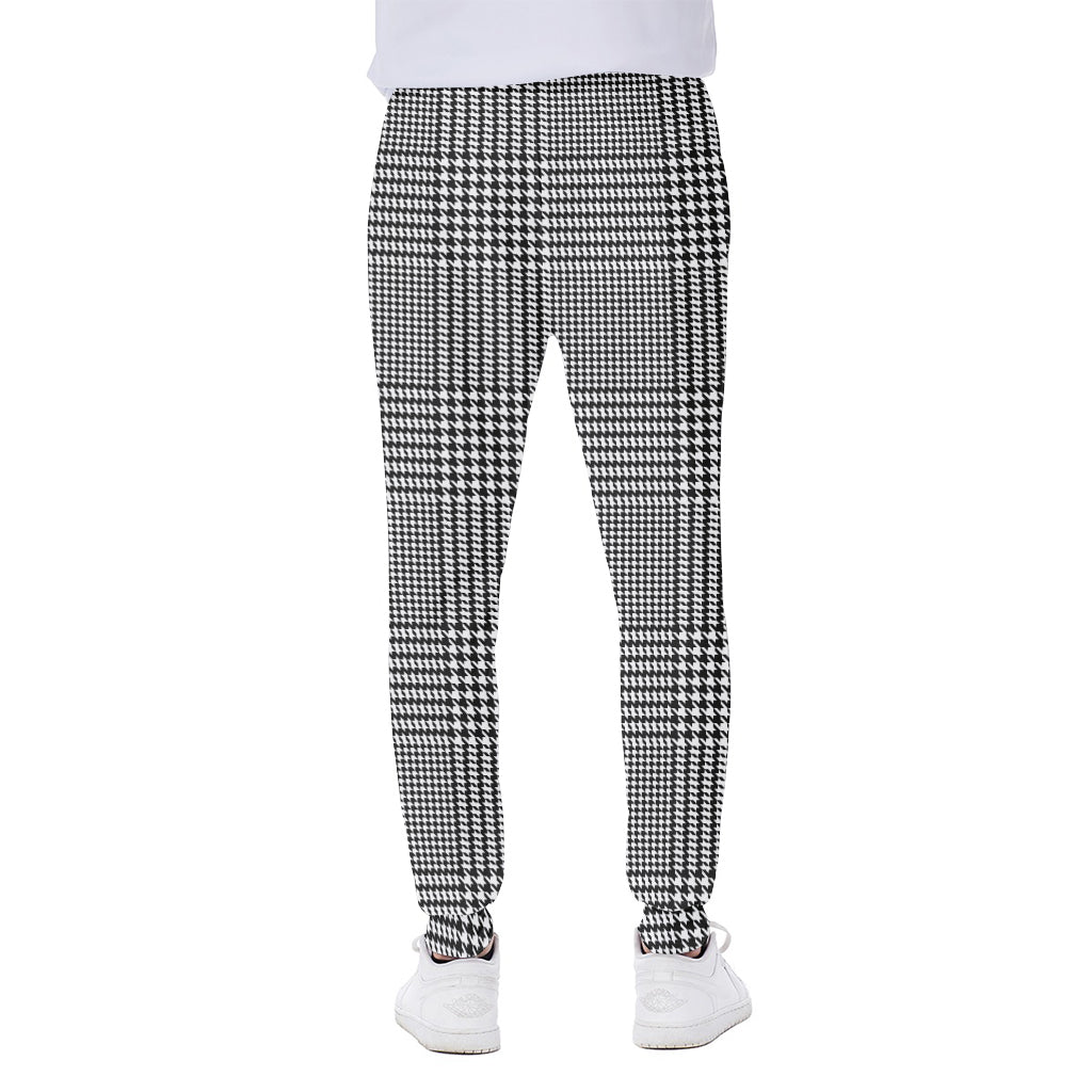 Black And White Glen Plaid Print Scuba Joggers