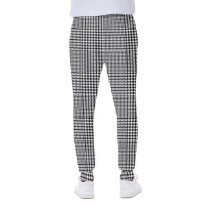 Black And White Glen Plaid Print Scuba Joggers