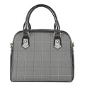 Black And White Glen Plaid Print Shoulder Handbag