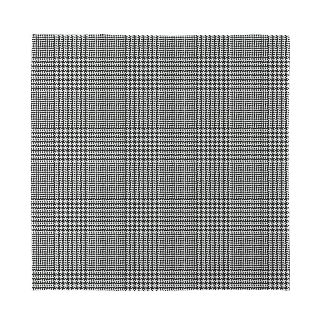 Black And White Glen Plaid Print Silk Bandana