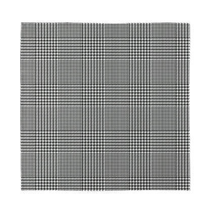 Black And White Glen Plaid Print Silk Bandana