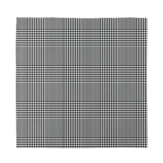 Black And White Glen Plaid Print Silk Bandana
