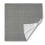 Black And White Glen Plaid Print Silk Bandana