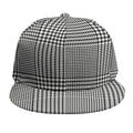 Black And White Glen Plaid Print Snapback Cap