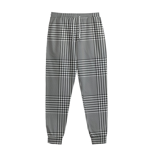 Black And White Glen Plaid Print Sweatpants