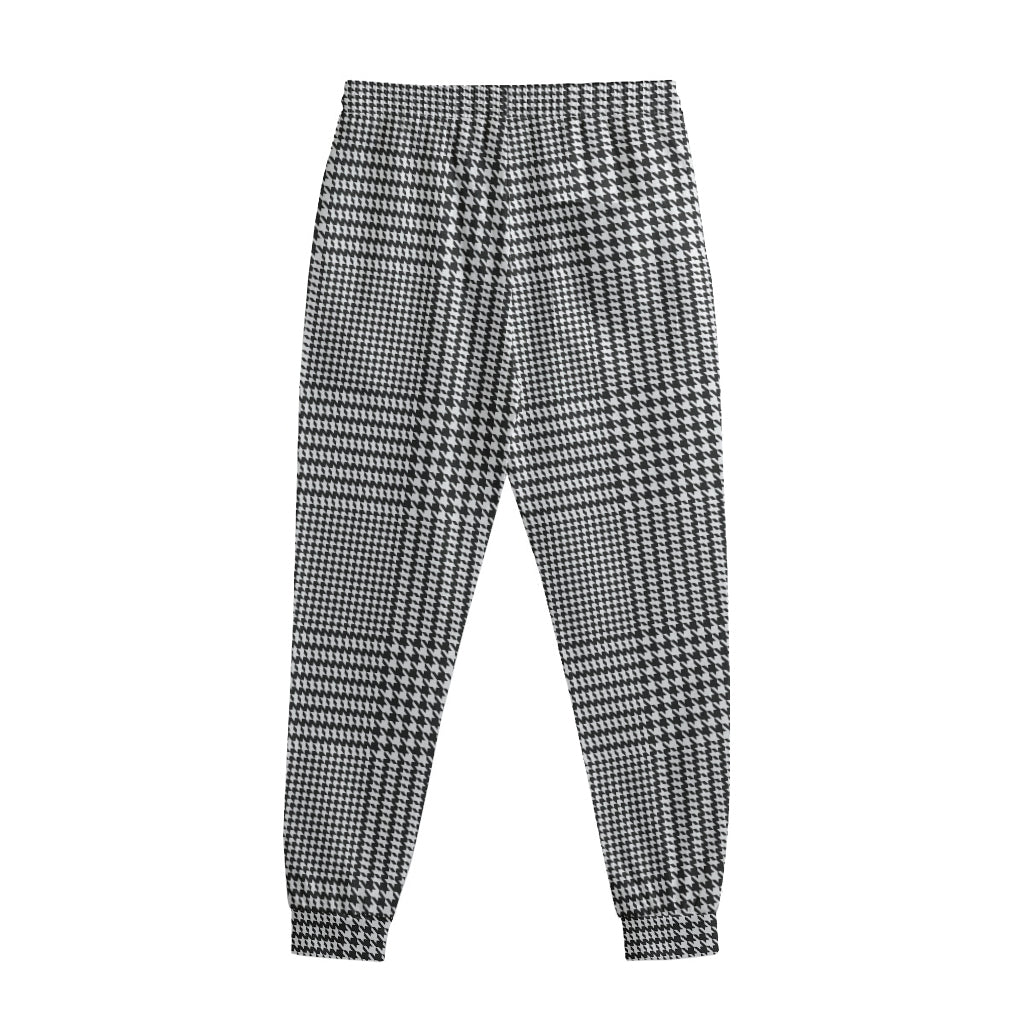 Black And White Glen Plaid Print Sweatpants