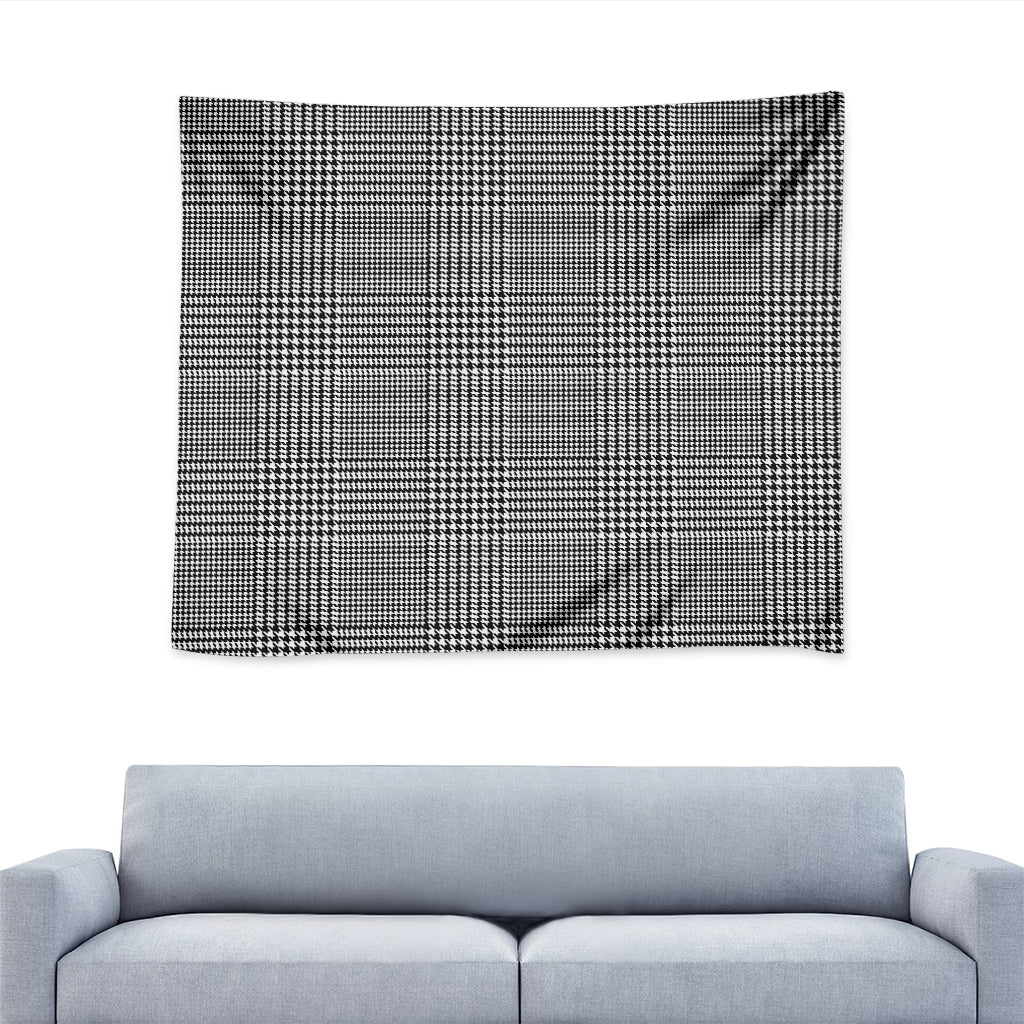 Black And White Glen Plaid Print Tapestry