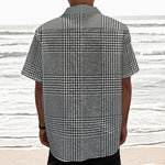 Black And White Glen Plaid Print Textured Short Sleeve Shirt