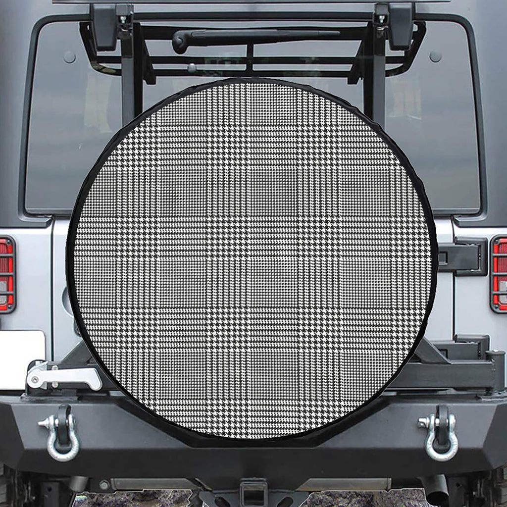 Black And White Glen Plaid Print Tire Cover
