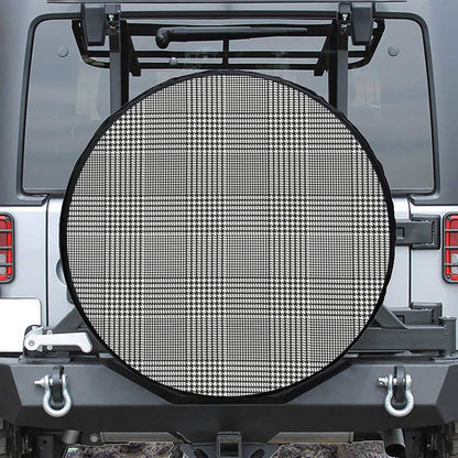 Black And White Glen Plaid Print Tire Cover