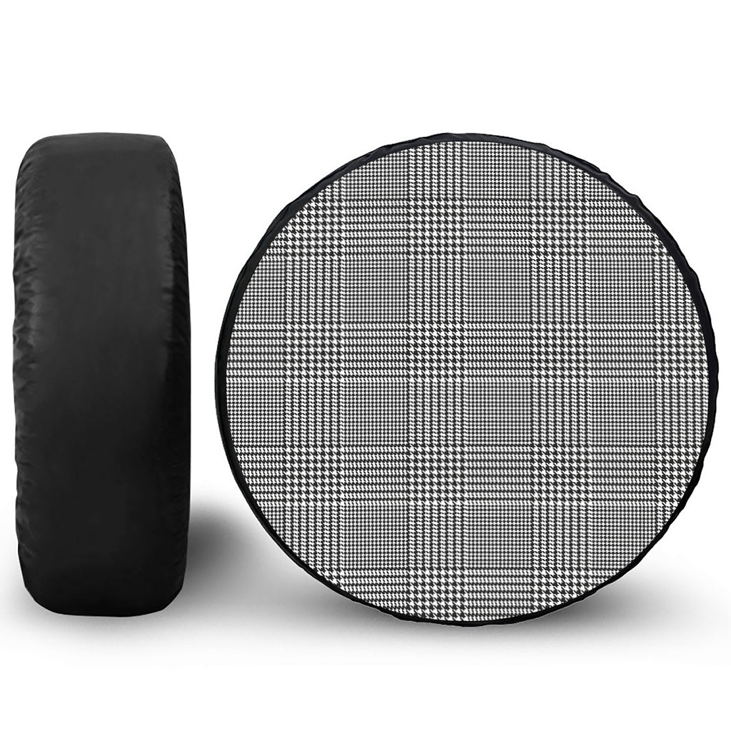Black And White Glen Plaid Print Tire Cover